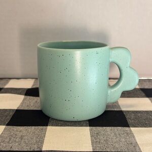 Speckled Mint Green Mug with flower Handle